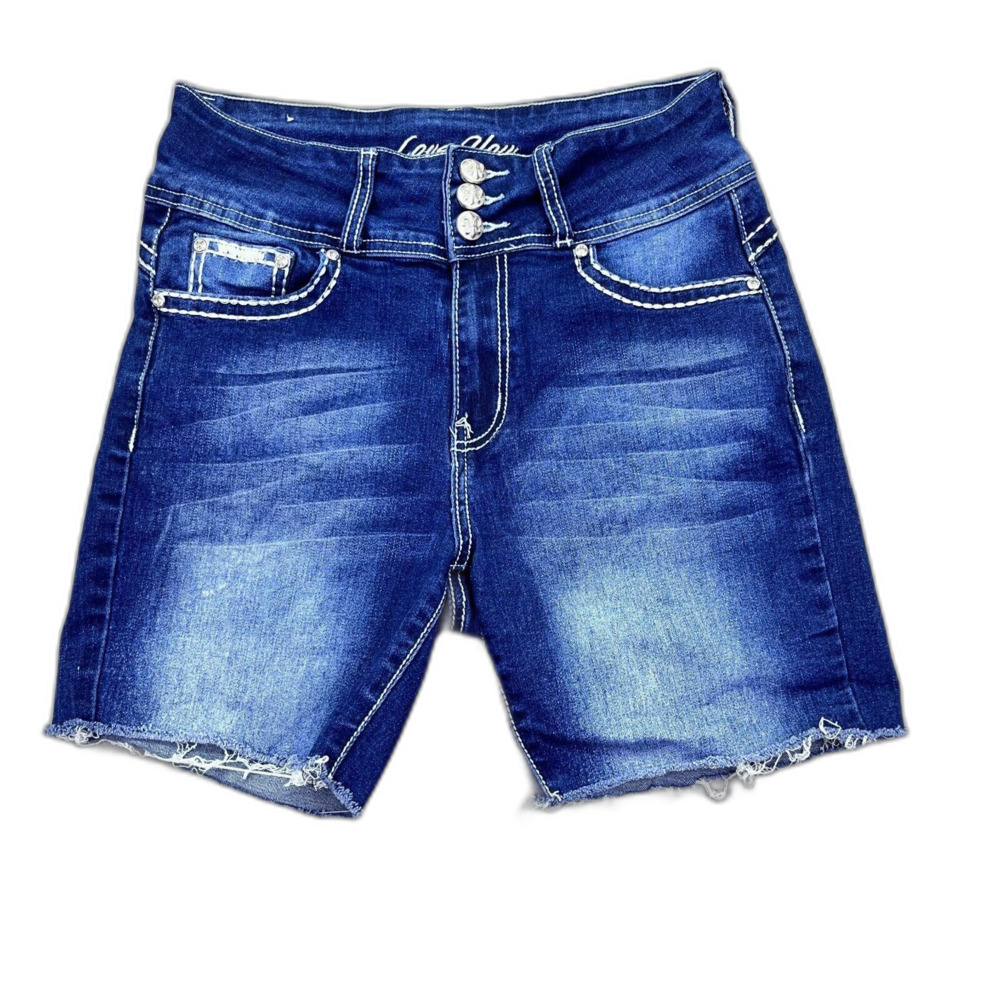 Love You Jeans Shorts Women Size 5/6 Blue‎ Dark Wash Stretch Miss Me Lookalike